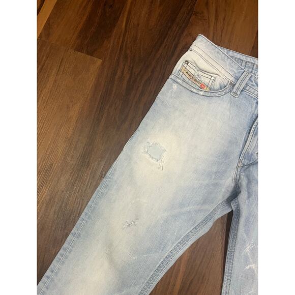Diesel Thavar Slim Skinny Jean W28 L32 Distressed Light Wash Mens Streetwear Y2k - Picture 5 of 12